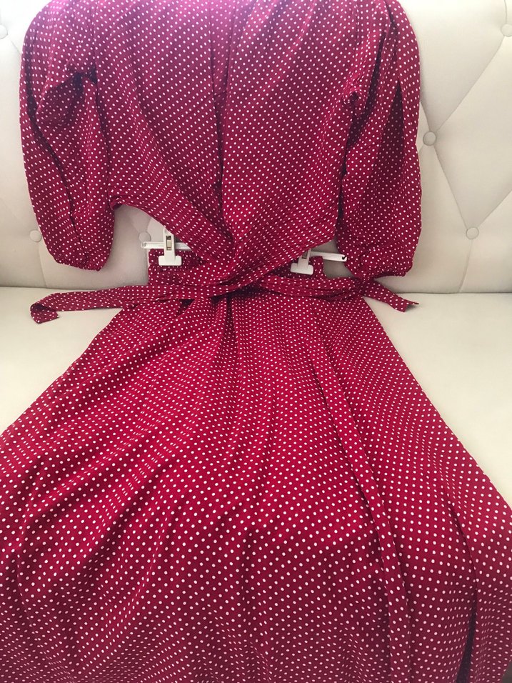 Kırmızı Puantiyeli Elbise - Görsel 3