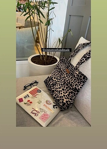 Leopar desen çanta 44x35 