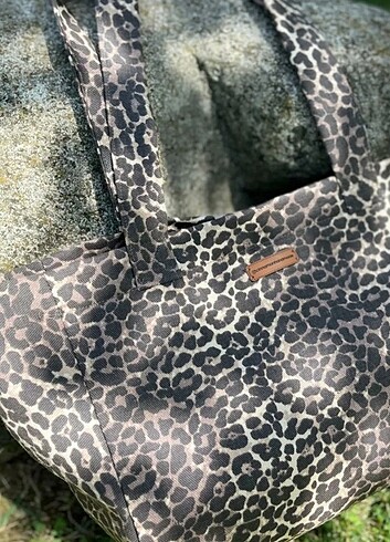 Beden kahverengi Renk Leopar desen çanta 48x33 #cinnamonhandmade