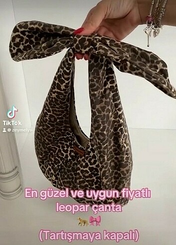 Beden Leopar midi boy fiyonklu çanta
