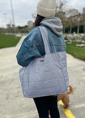 Elyaflı Kapitoneli Pötikare Tote Bag. Astarlı iç astar çift cepl