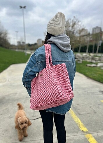 Elyaflı Kapitoneli Pötikare Tote Bag. Astarlı iç astar çift cepl