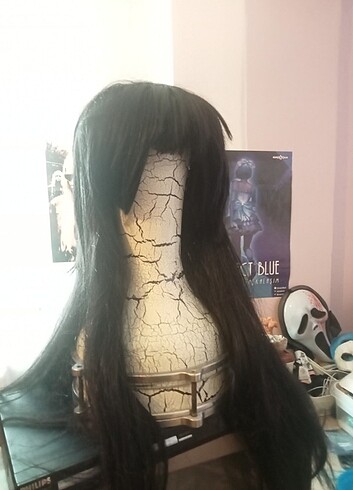 Yumeko siyah uzun peruk cosplay 