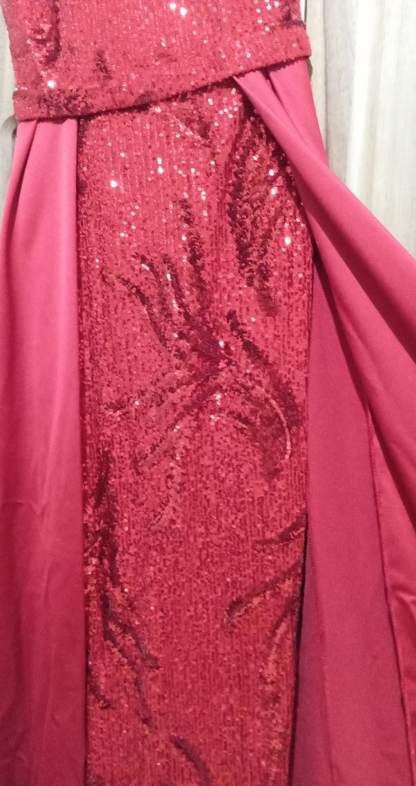 kırmızı v yaka pullu kına abiye - Görsel 3