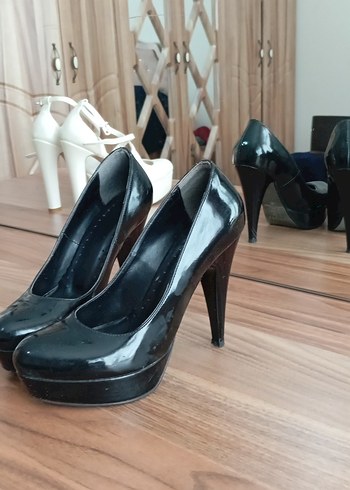 Siyah Rugan Stiletto Topuklu Kadın Ayakkabı - Görsel 4