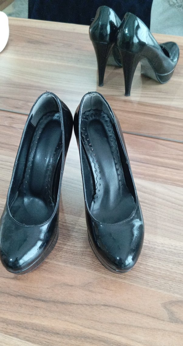 Siyah Rugan Stiletto Topuklu Kadın Ayakkabı - Görsel 2