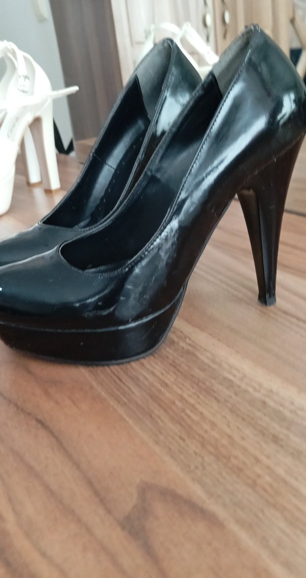 Siyah Rugan Stiletto Topuklu Kadın Ayakkabı - Görsel 3