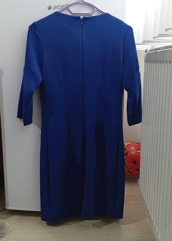 Mavi Zincir Detaylı Midi Elbise - Görsel 2