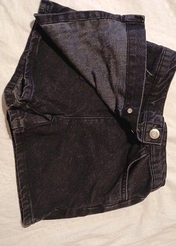 7-8 Yaş Kız Çocuk Kot Şort Siyah - Görsel 3