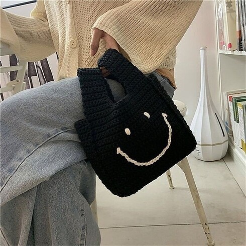 Smile örgü çanta