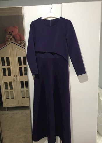 Uzun Mor Gotik Silky Elbise - Görsel 4