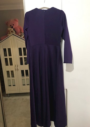 Uzun Mor Gotik Silky Elbise - Görsel 3