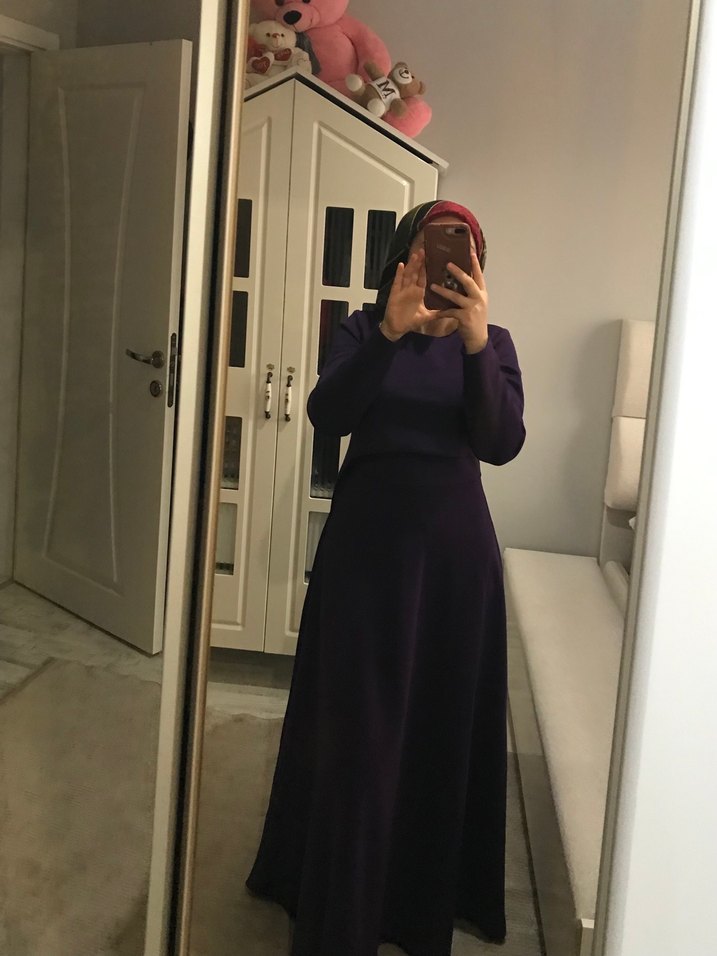 Uzun Mor Gotik Silky Elbise - Görsel 2