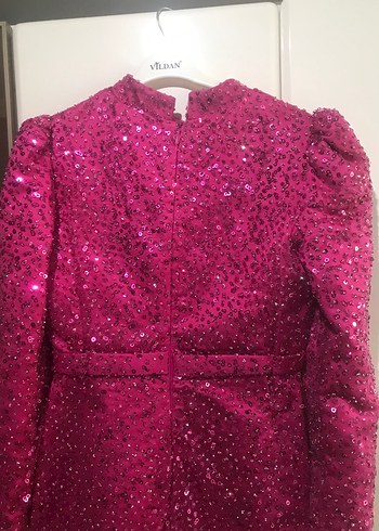 Pembe Yılan Desenli Uzun Abiye Elbise - Görsel 4