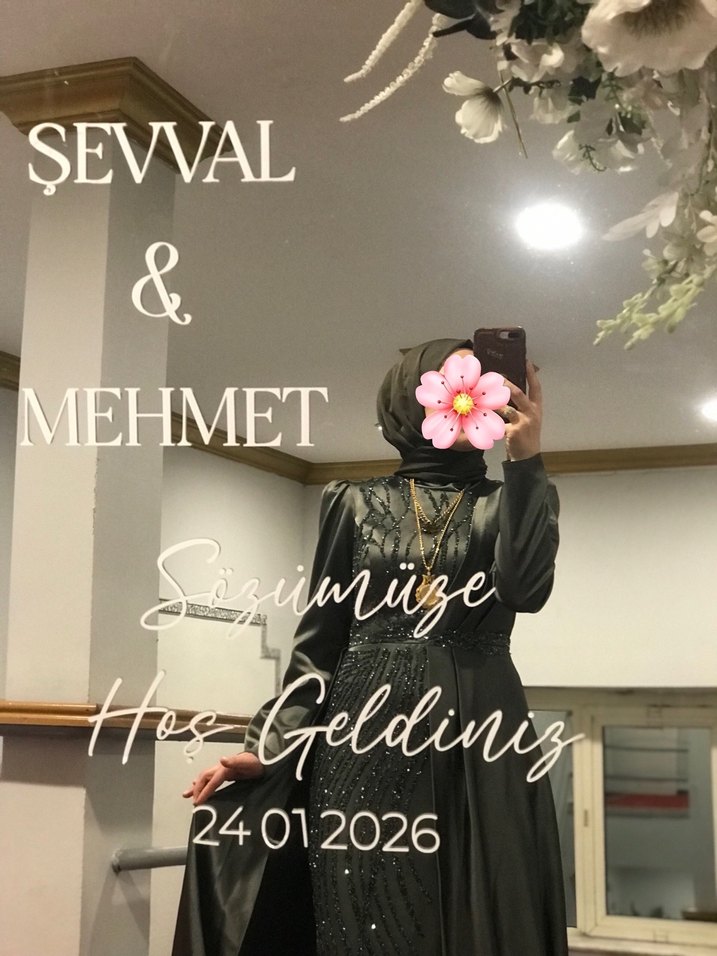 Uzun Kollu Etnik Desenli Gri Abiye Elbise - Görsel 2