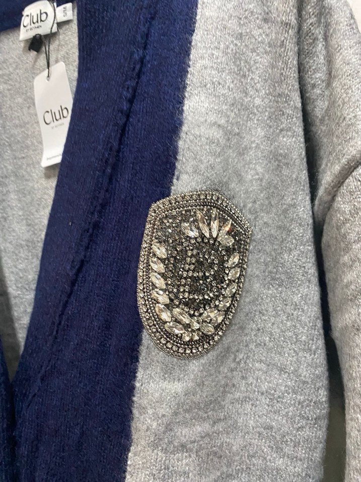 BEYMEN Gri Nakışlı Örgü Kadın Hırka - Görsel 5