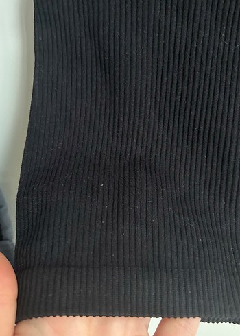 s Beden siyah Renk Siyah Kolsuz Yüksek Yakalı Crop Top