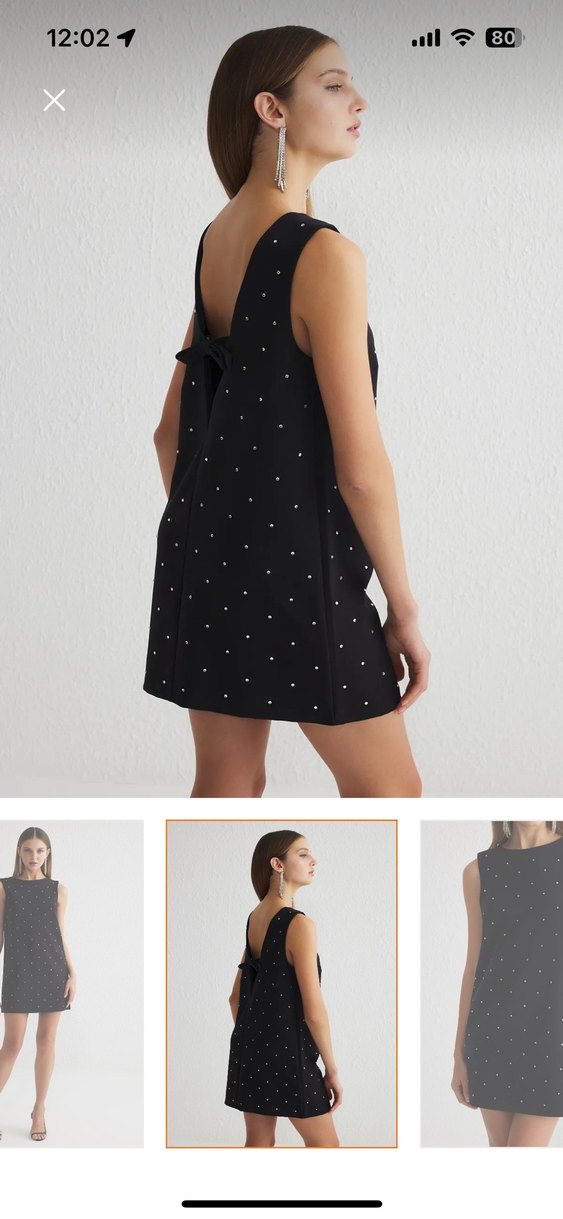 Siyah Mini Elbise - Görsel 2