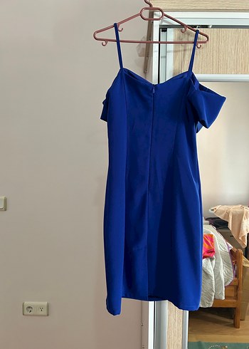 Parlak Mavi Askılı Midi Elbise - Görsel 5