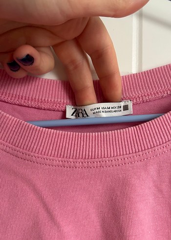 Pembe Kısa Kollu Salaş Kadın Tişört - Görsel 2