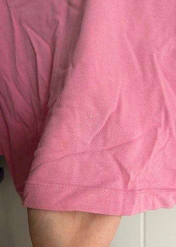 Pembe Kısa Kollu Salaş Kadın Tişört - Görsel 3