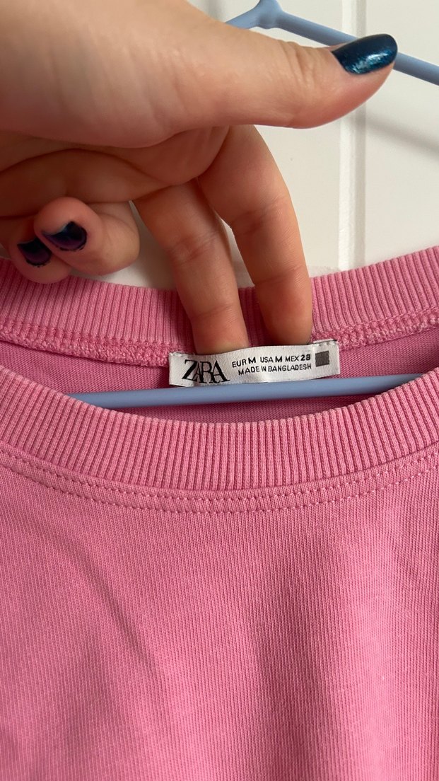 Pembe Kısa Kollu Salaş Kadın Tişört - Görsel 2