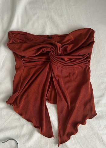 Drapeli Kahverengi Straplez Bustiyer - Görsel 3