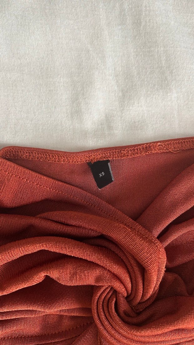 Drapeli Kahverengi Straplez Bustiyer - Görsel 4