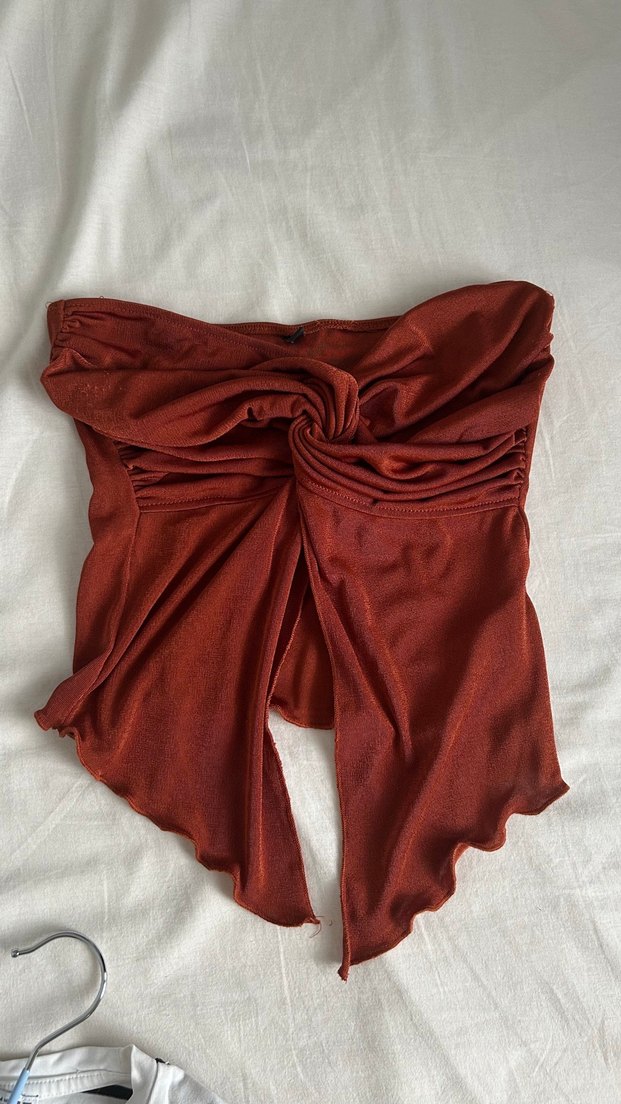 Drapeli Kahverengi Straplez Bustiyer - Görsel 3