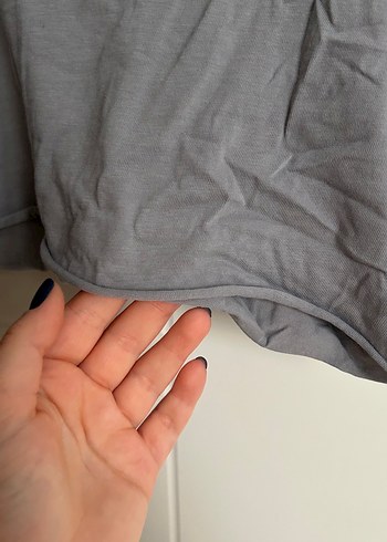 Gri Crop Top Kadın Spor Tişörtü - Görsel 6