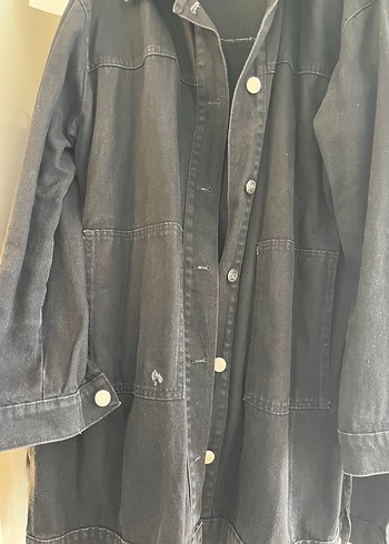 40 Beden Düğmeli Siyah Kadın Denim Ceket