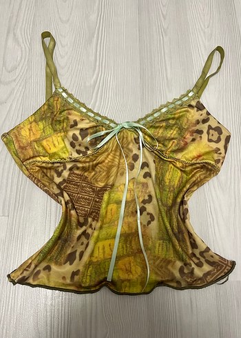 Askılı vintage yeşil bluz - Görsel 3