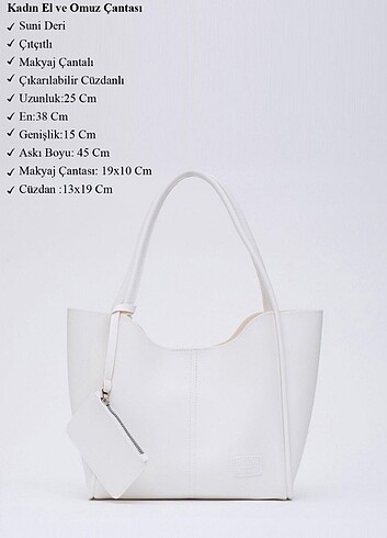 KADIN BEYAZ 3LÜ ÇANTA SETİ - Görsel 3
