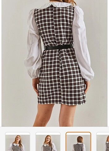 Kadın Ekose Bebe Yaka Kısa Elbise Trendyol Milla - Görsel 2