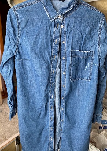 Düğmeli Mavi Kadın Denim Ceket