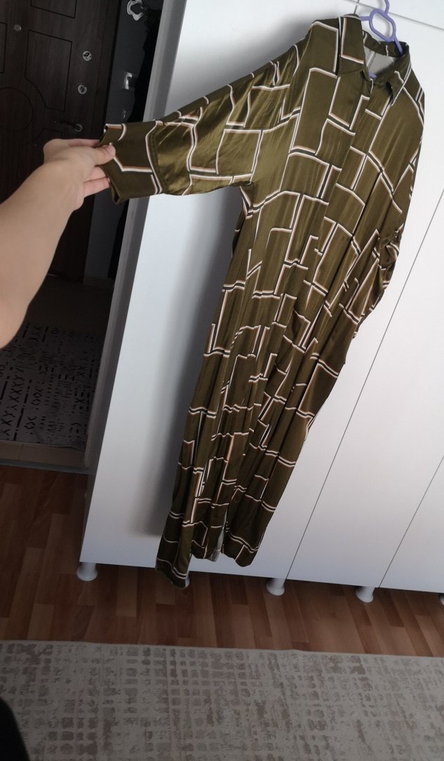 Kadın Haki Desenli Uzun Salaş Elbise - Görsel 2