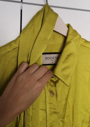 Sarı Uzun saten Elbise, Bol Kesim, Drapeli - Görsel 4