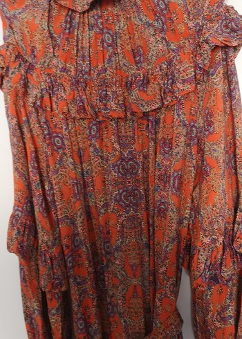 Uzun Kollu Çok Renkli Bohem Elbise - Görsel 4