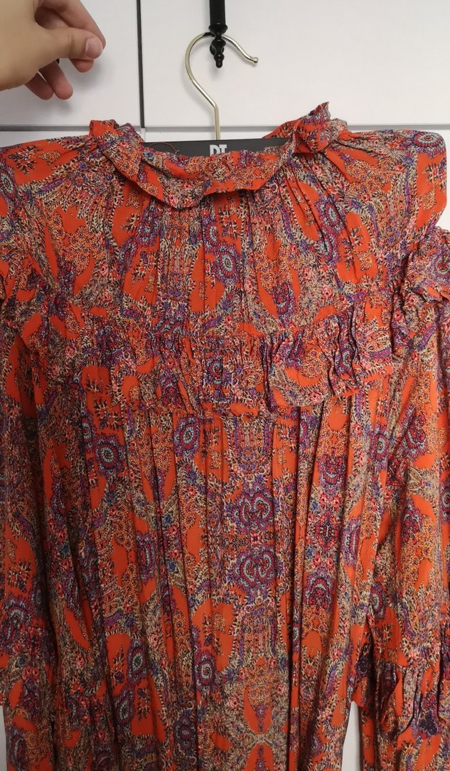 Uzun Kollu Çok Renkli Bohem Elbise - Görsel 3