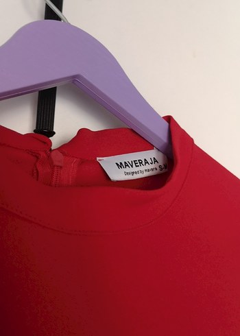 Kırmızı Uzun Kollu Fırfırlı Bohem Elbise - Görsel 3