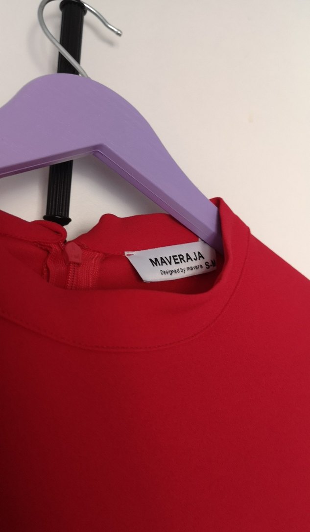 Kırmızı Uzun Kollu Fırfırlı Bohem Elbise - Görsel 3