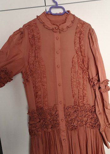 Bohem Uzun Kollu Pilili Elbise - Görsel 3