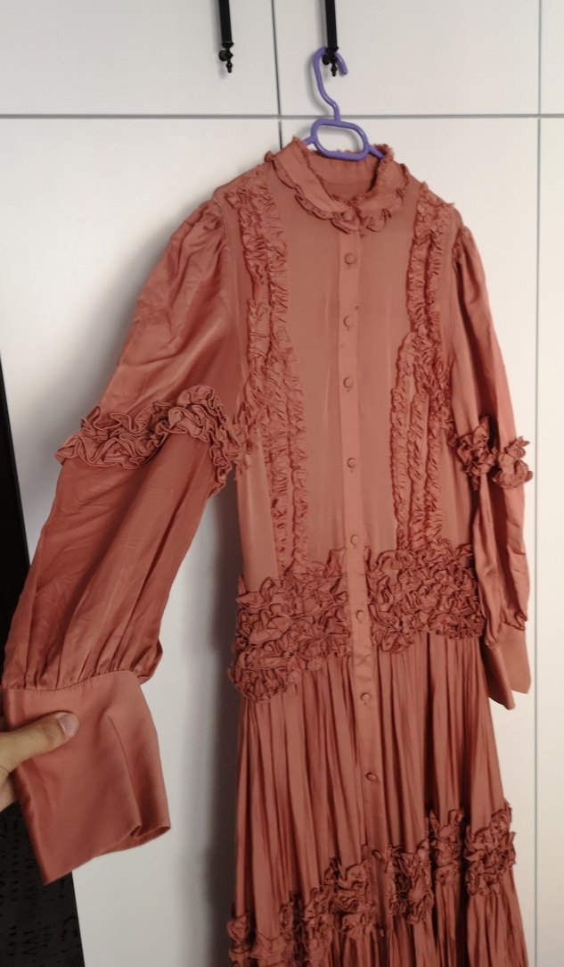 Bohem Uzun Kollu Pilili Elbise - Görsel 2