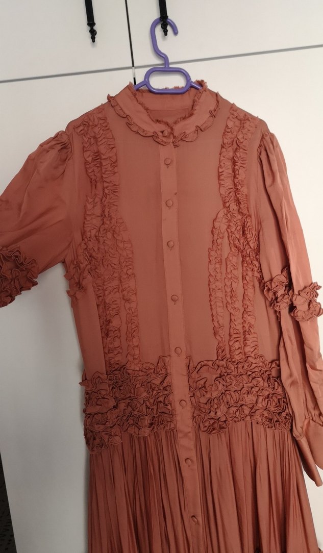 Bohem Uzun Kollu Pilili Elbise - Görsel 3