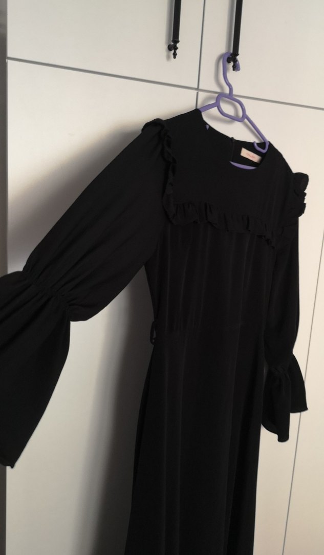 Uzun Siyah Gotik Kadın Elbise - Görsel 4