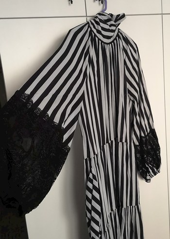 Zebra Desenli Uzun Pilili Kadın Elbise - Görsel 3