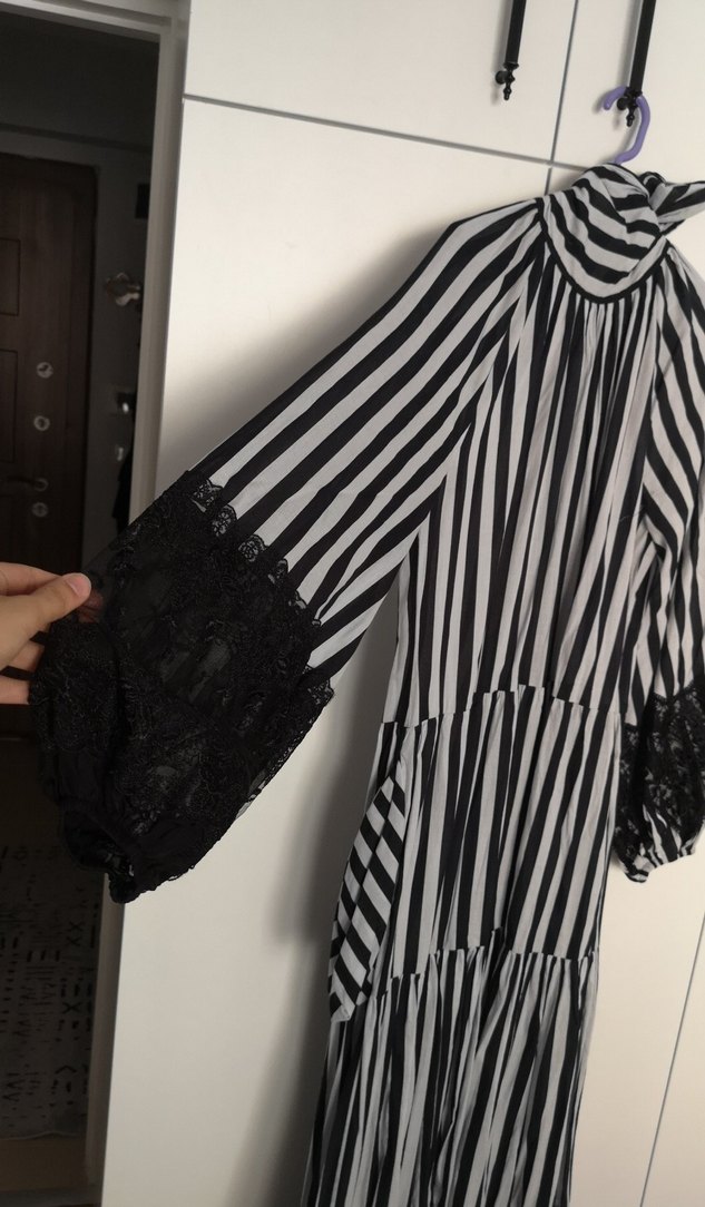 Zebra Desenli Uzun Pilili Kadın Elbise - Görsel 2