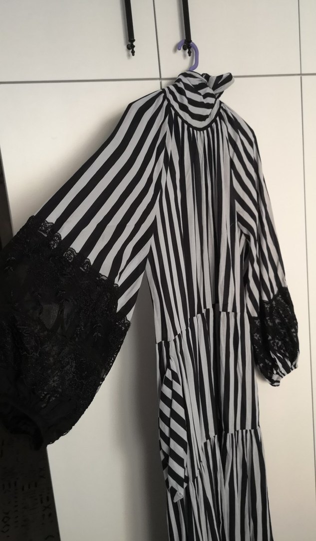 Zebra Desenli Uzun Pilili Kadın Elbise - Görsel 3