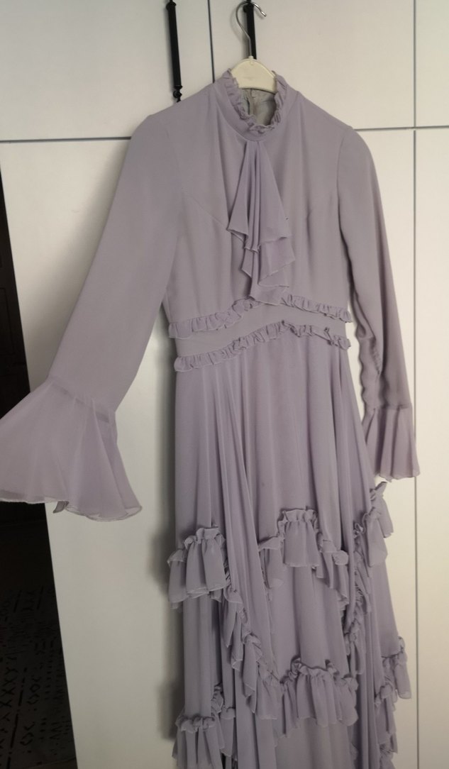 Bohem Stil Uzun Renkli Fırfırlı Elbise - Görsel 3