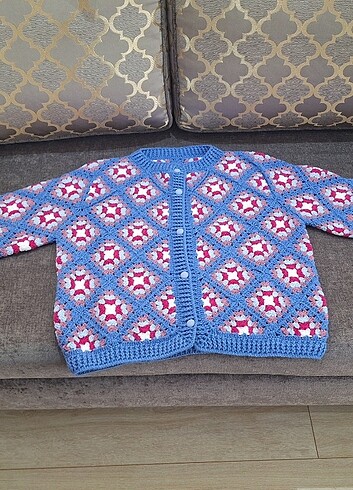 15-16 Yaş Beden El örgüsü PATCHWORK Hırka